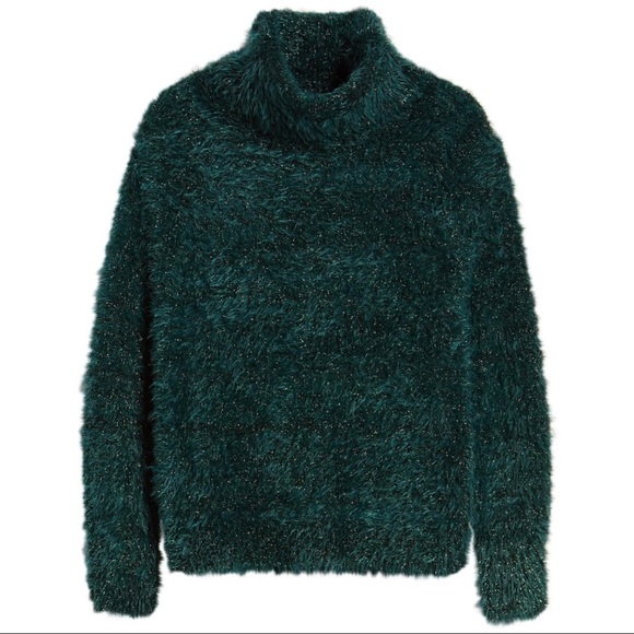 Leith Metallic Eyelash Turtleneck Fuzzy Sweater XS - Picture 6 of 6